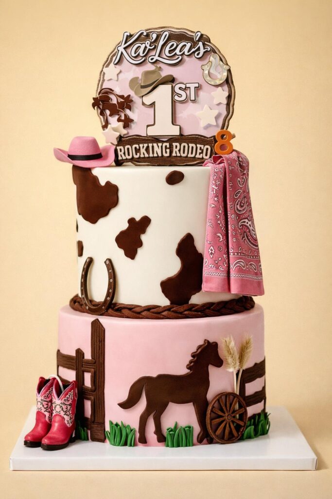 Rocking rodeo themed birthday cake in Miami Luxe Layers Cakery