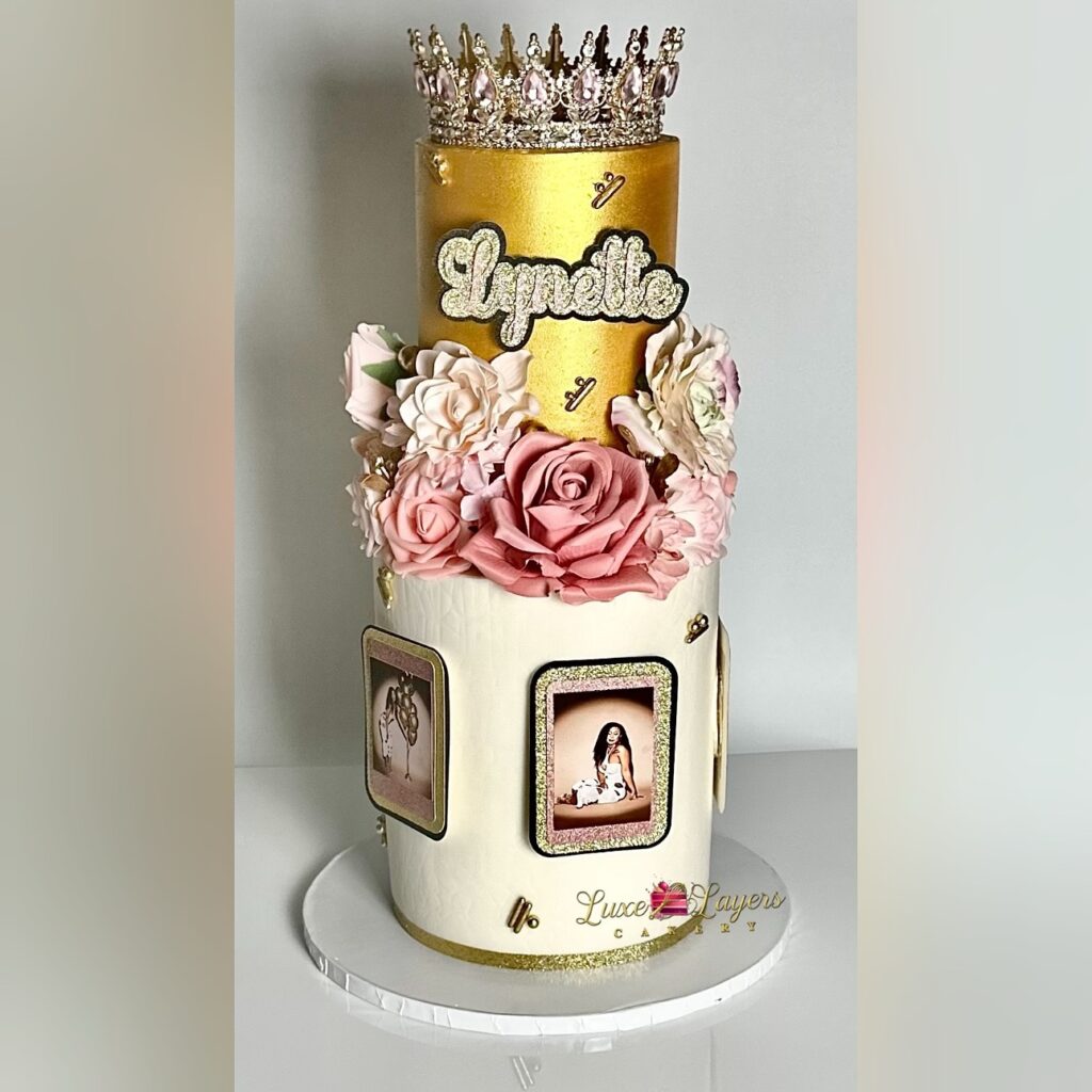 Lemon blueberry cinnamon peach custom birthday cake Miami — Luxe Layers Cakery