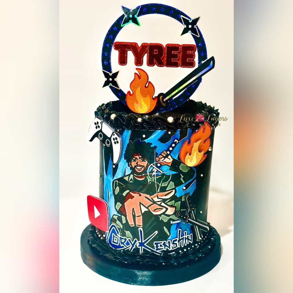 Custom chocolate vanilla birthday cake Miami — Luxe Layers Cakery