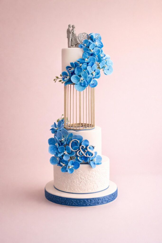 Two-tier red velvet and vanilla anniversary celebration cake custom design Miami — Luxe Layers Cakery