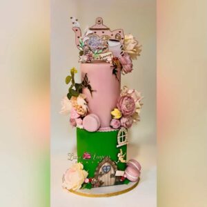 Custom vanilla baby shower cake elegant design Miami Luxe Layers Cakery