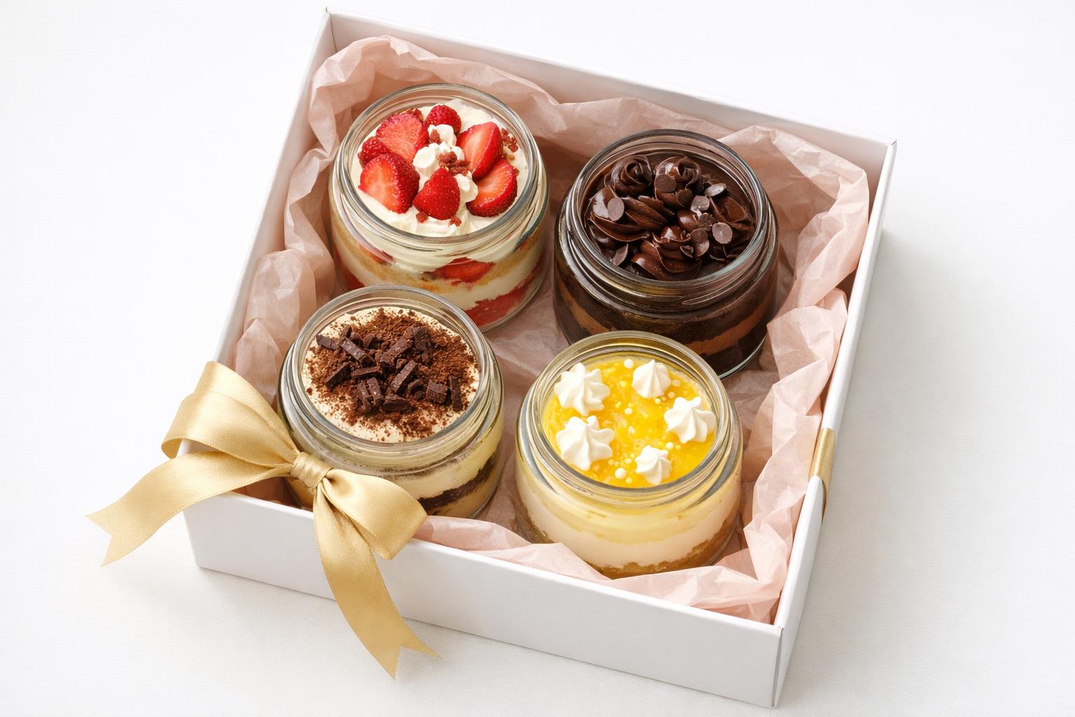Luxe Layers Cakery cake jar gift box packaging