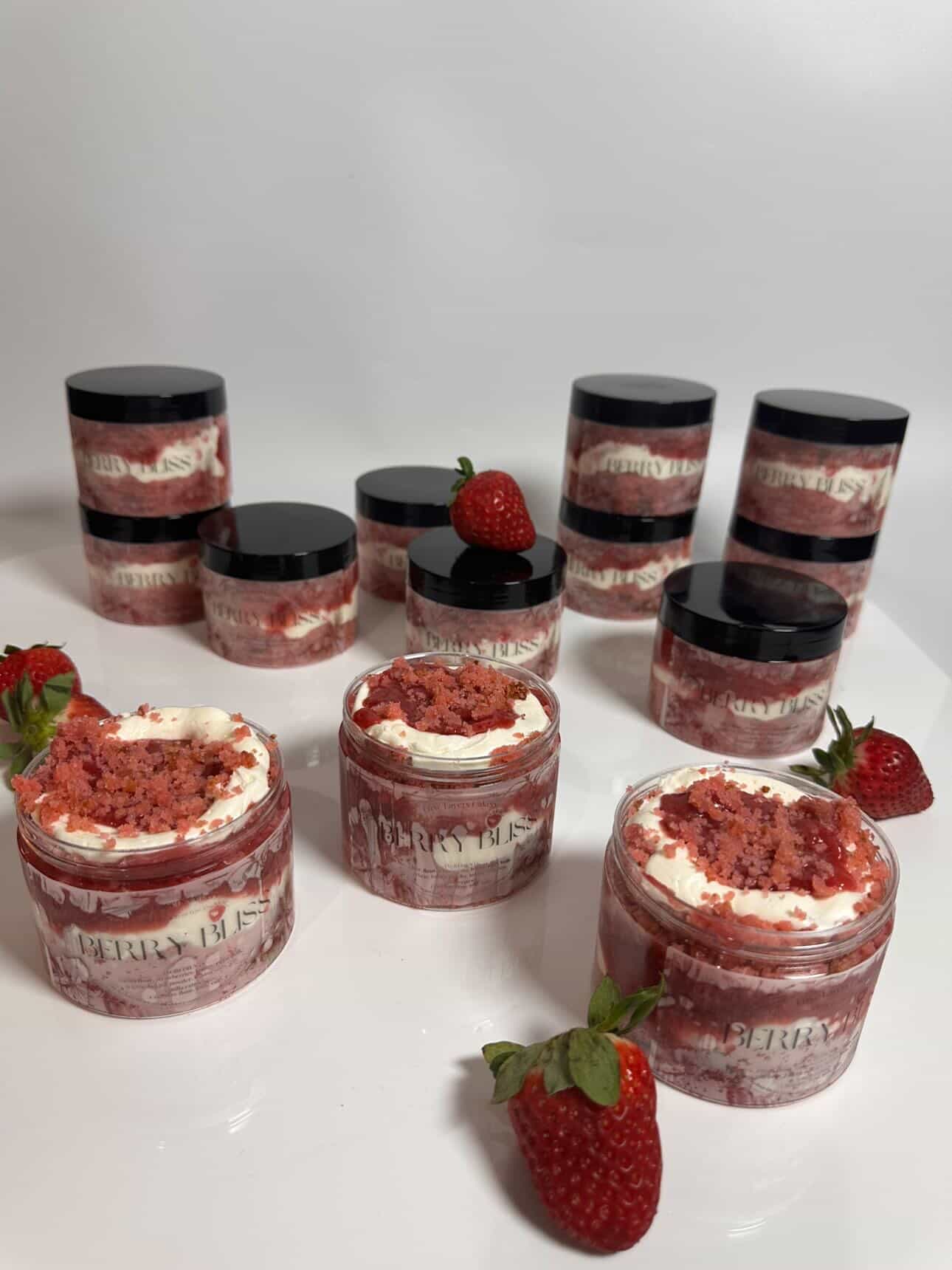 Strawberry berry dessert jar made by Luxe Layers Cakery in Miami