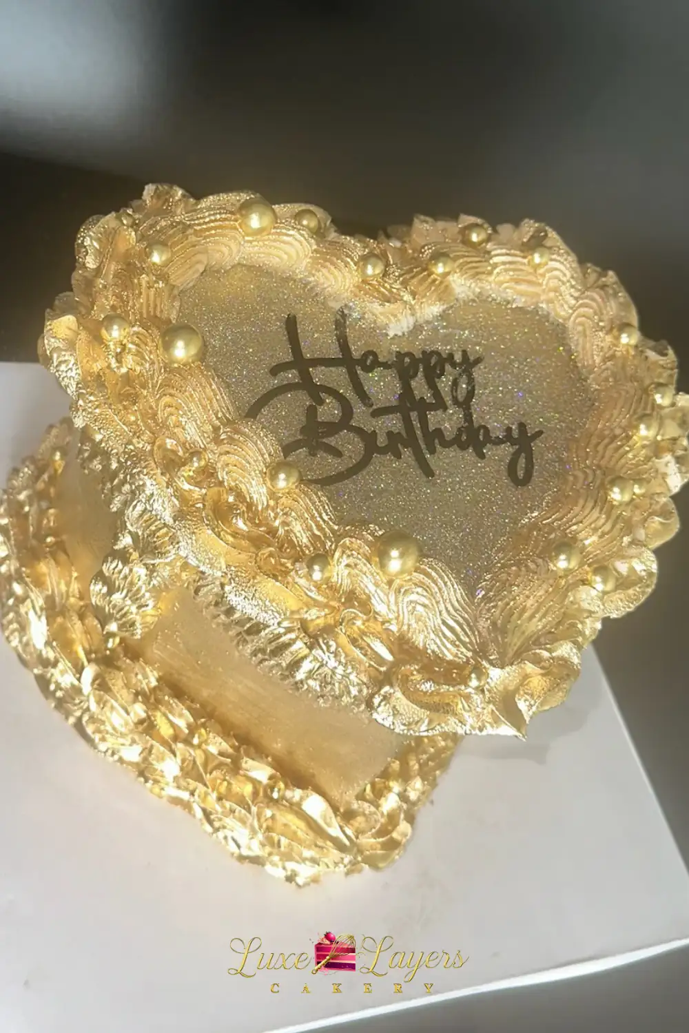 vanilla bean cake Miami gold lambeth heart birthday cake Luxe Layers Cakery