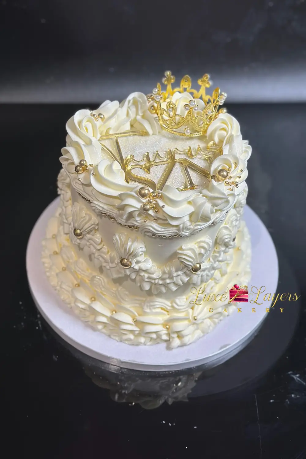 vanilla bean cake Miami ivory gold lambeth birthday design Luxe Layers Cakery