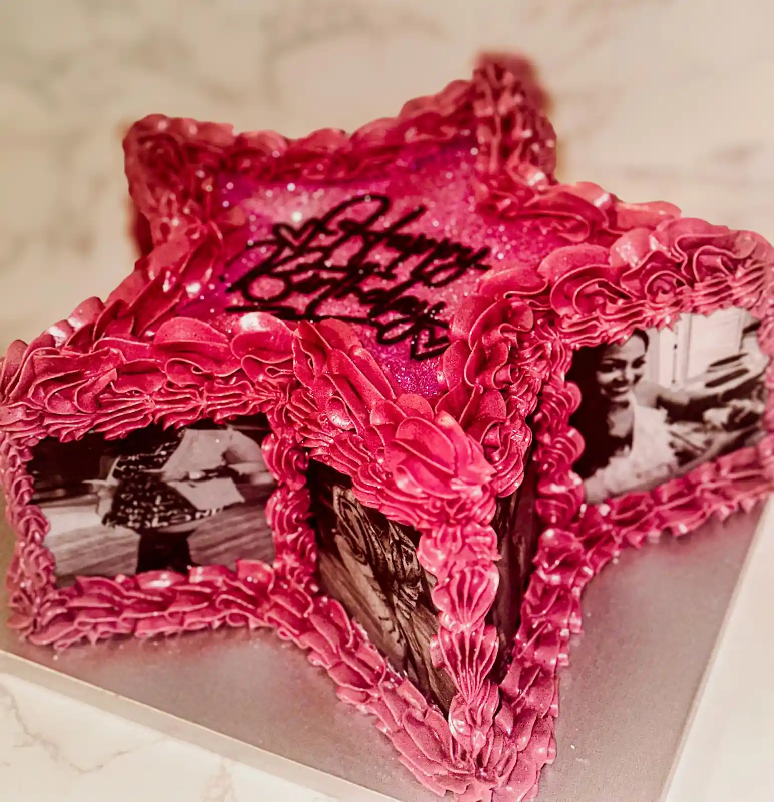 red velvet cake Miami star shaped birthday design Luxe Layers Cakery