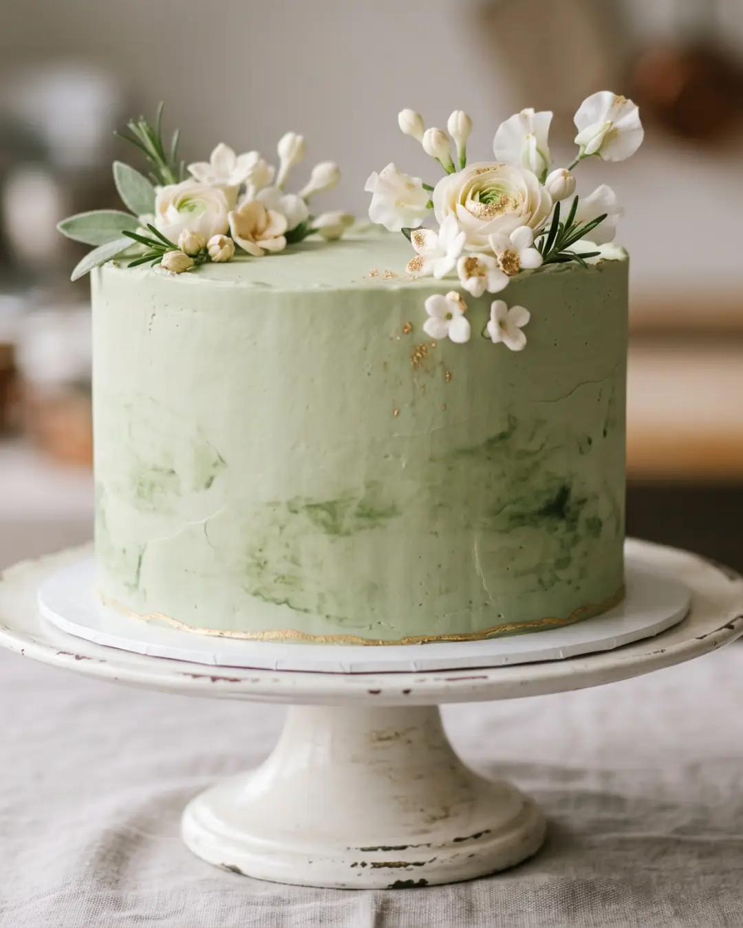 pistachio cake Miami elegant floral sage green design Luxe Layers Cakery